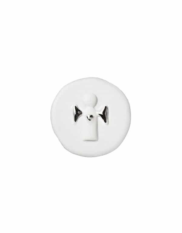 Mini jeton Ange en porcelaine - Argent et Blanc