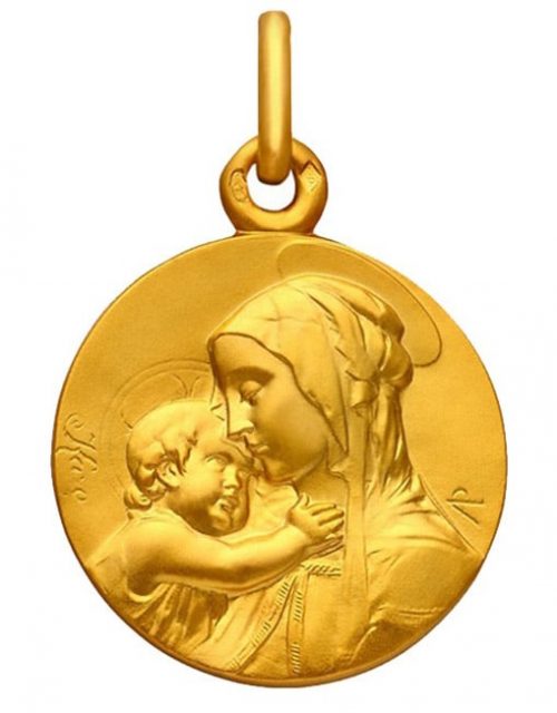 Médaille vierge à l'enfant - Or 18 carats