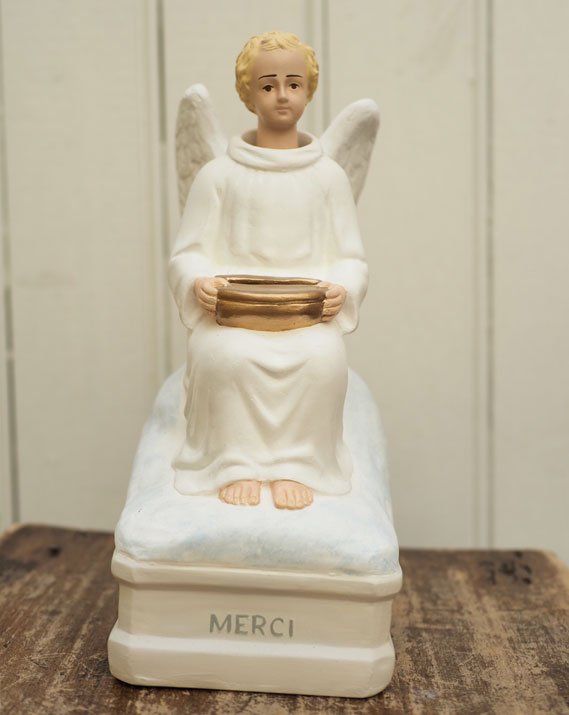 Petite bouteille Vierge de Lourdes en verre - Catho Rétro