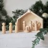 Crèche à peindre en bois naturel et sa maison