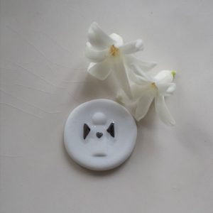 Mini jeton Ange en porcelaine - Argent et Blanc