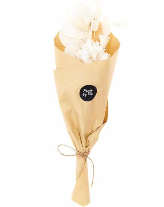 Aimant mini bouquet de fleurs séchées sur support en bois (cadeau