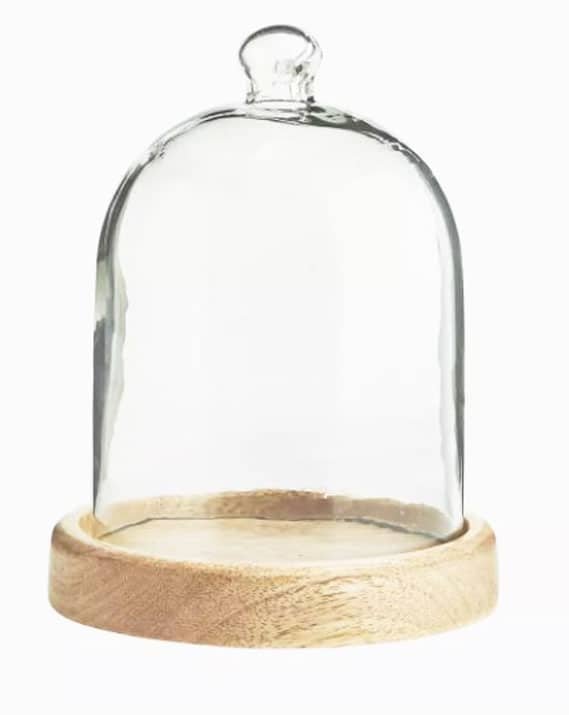 Petite cloche en verre et son socle de bois - Catho Rétro