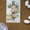 Carte vintage de communion Croix et fleurs