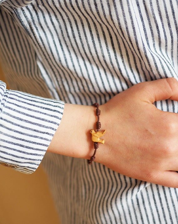 bracelet dizainier enfant corde et colombe en bois d'olivier