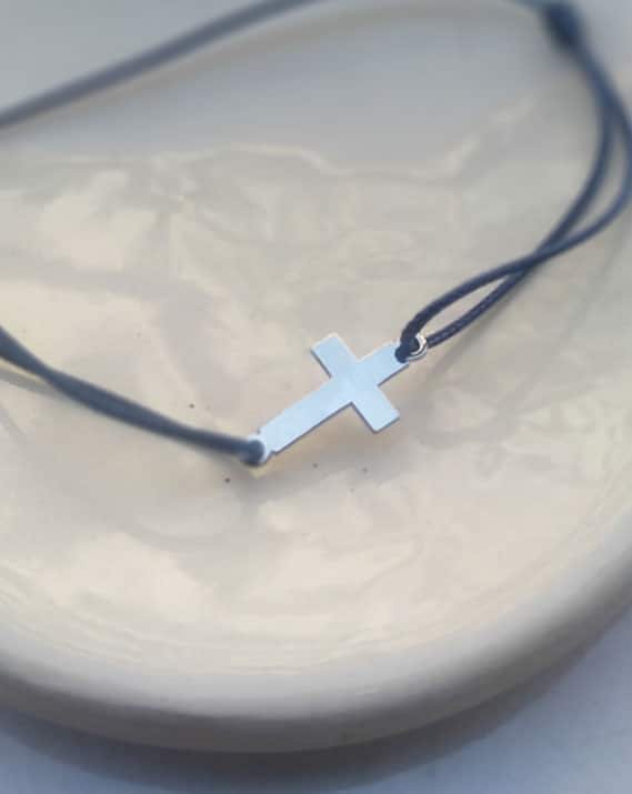 Bracelet croix personnalisable or blanc 18 carats