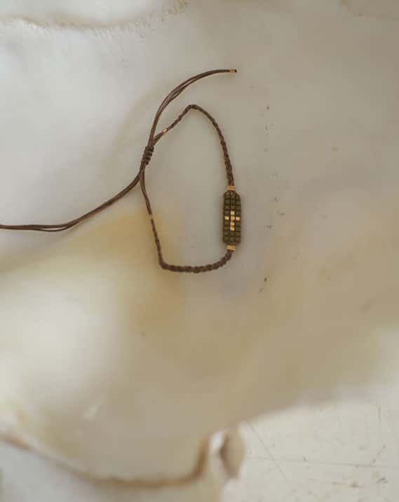 Mini bracelet Croix en perles miyuki Kaki