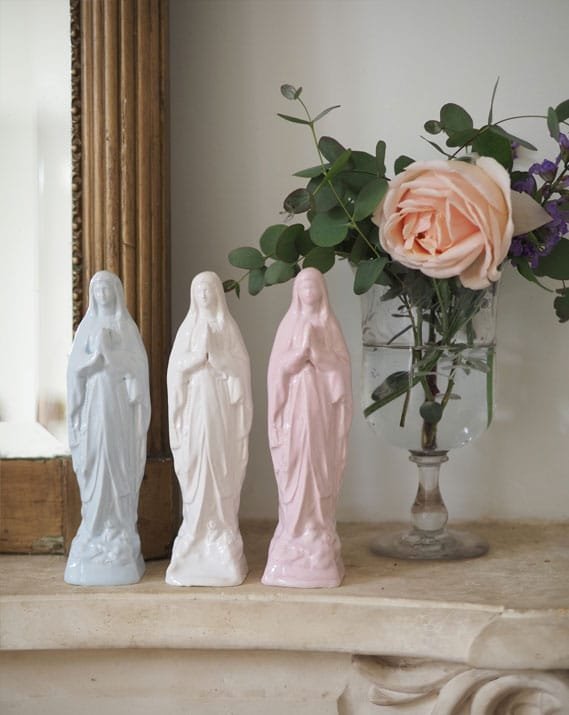 Statue Vierge en faïence 22cm - couleurs au choix | Catho Retro