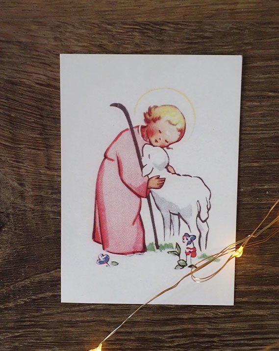 Carte postale - Jésus et agneau
