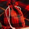 Lot de 5 pochons en tartan rouge et or