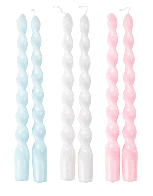 Lot de 2 bougies flambeau torsadées
