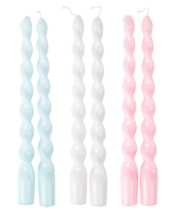 Lot de 2 bougies flambeau torsadées