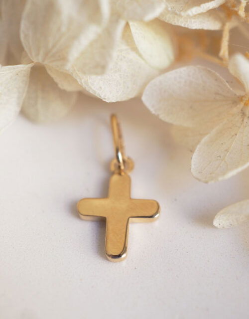 Croix polie 10 mm | Or 18 carats